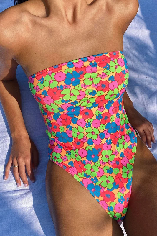 Stella Strapless One Piece Swimsuit - Groovy Groovy / M