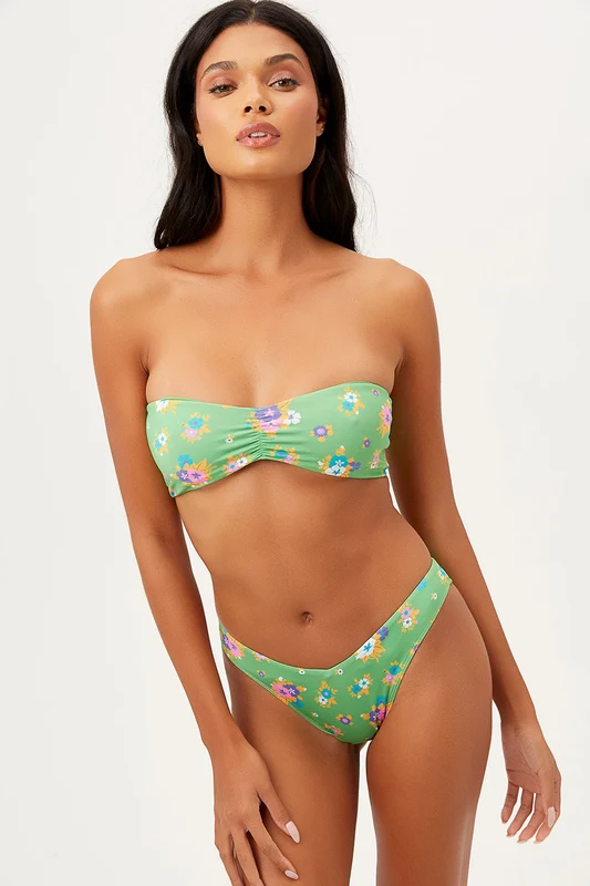 Jeanette Bandeau Strapless Bikini Top - Meadow Meadow / S