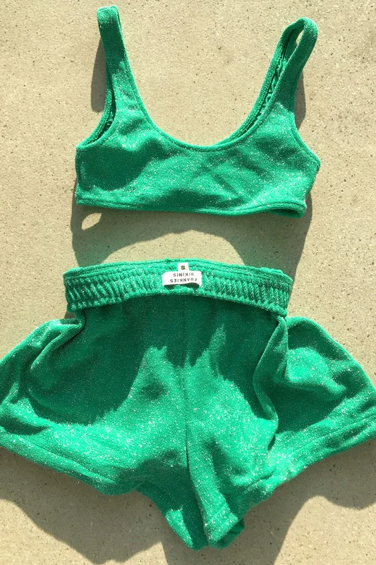 Coco Sparkle Terry Shorts - Mistletoe Green Mistletoe Green / XL