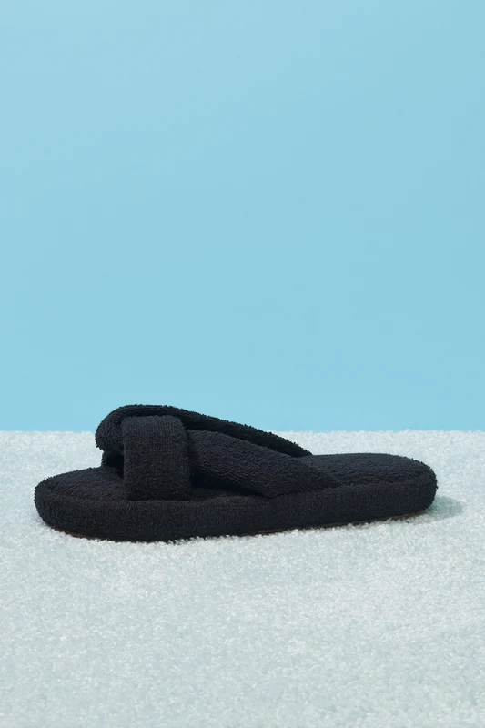 Juna Terry Slide Sandal - Black Black / 10 / 41