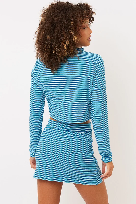 Windward Striped Terry Skirt - Positano Stripe Positano Stripe / M