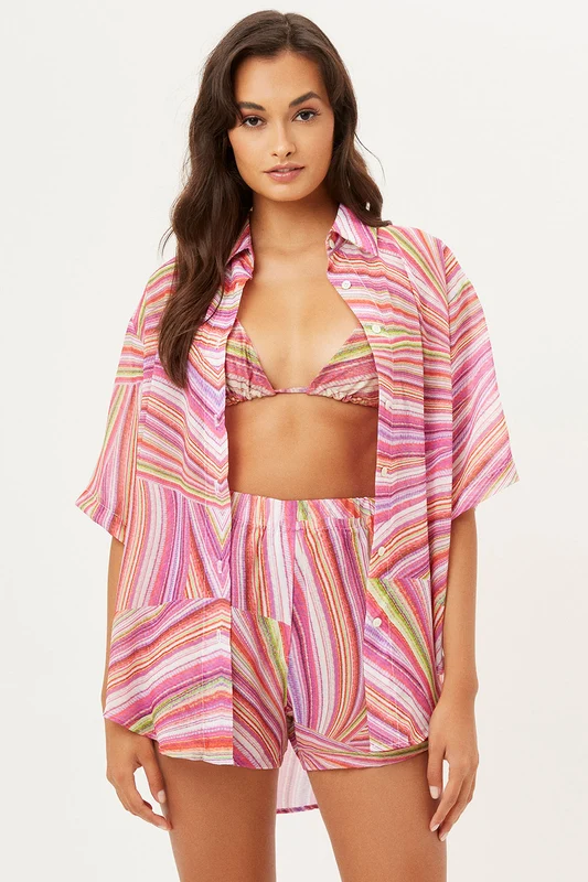 Fifi Sustainable Button Up Shirt - Dance Pink Dance Pink / M