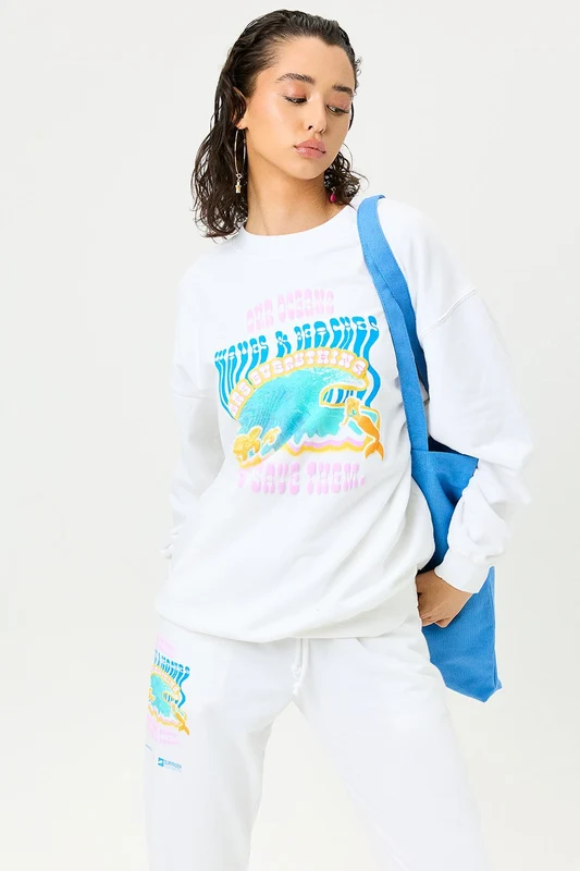 Bennie Crewneck Sweatshirt - White White Surfrider / OS