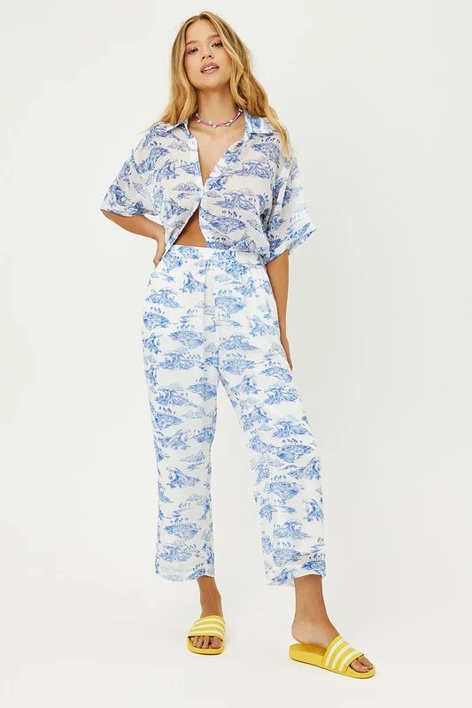 Bianca Low Rise Wide Leg Pant - Surfer Dude Surfer Dude / L