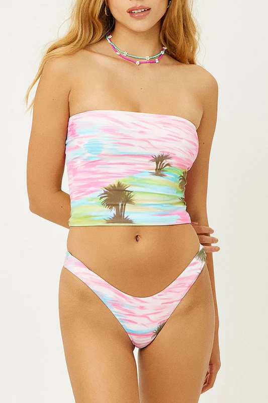 Peace Strapless Bikini Top - Palmz Palmz / M