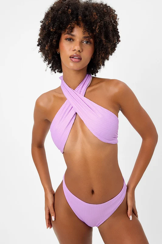 Dorothy Plissé Halter One Piece Swimsuit - Wisteria Wisteria / S