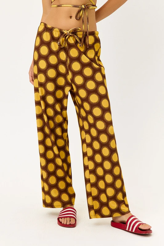 Michelle Low Rise Wide Leg Pants - Golden Golden / M