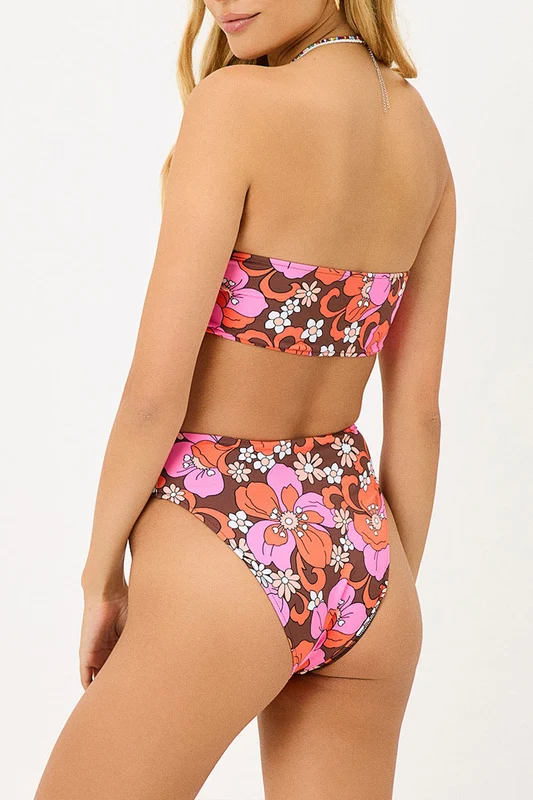 Jenna High Waist Floral Bikini Bottom - Tropics Tropics / XXL