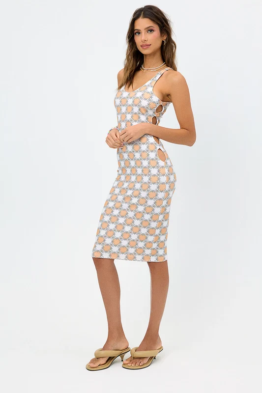Sterling Terry Midi Dress - Nude Daisy Nude Daisy / S