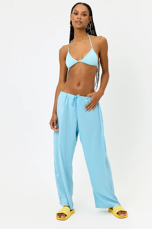 Michelle Low Rise Wide Leg Pants - Baby Blue Baby Blue / L