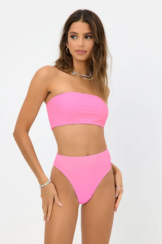 Jenna Ribbed Bandeau Bikini Top - Cherub Cherub / XXL