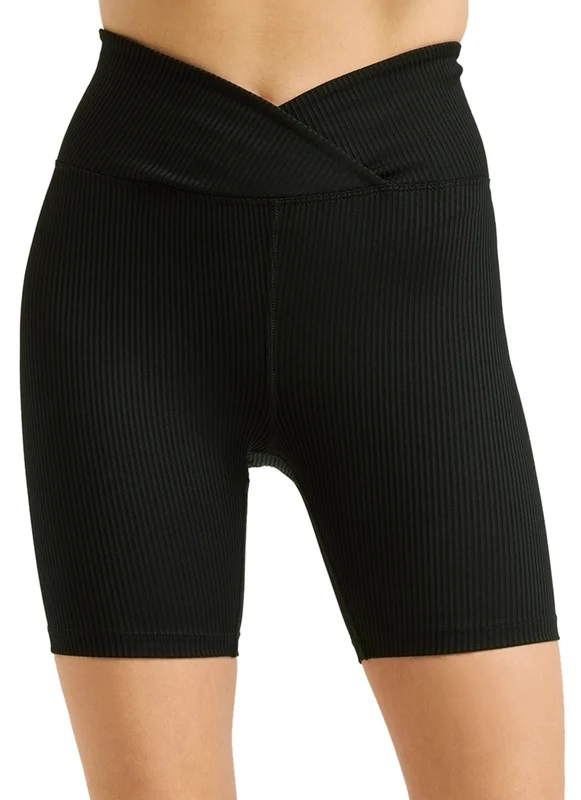Year of Ours Ribbed V Waist Biker Shorts Black / M