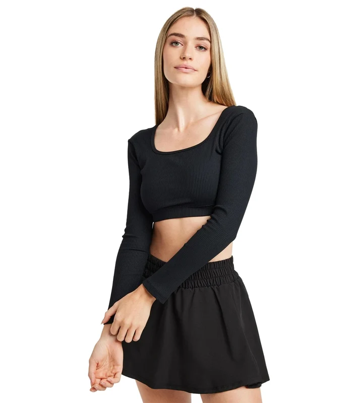 Year of Ours Ribbed Cropped Long Sleeve Black / S
