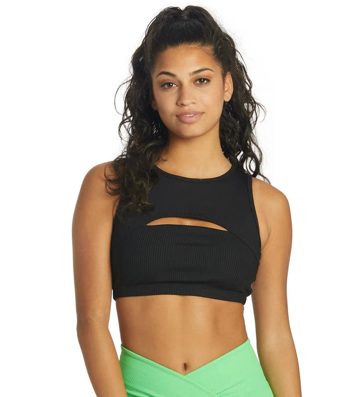 Year of Ours Ribbed Cut Out Bra Black / M