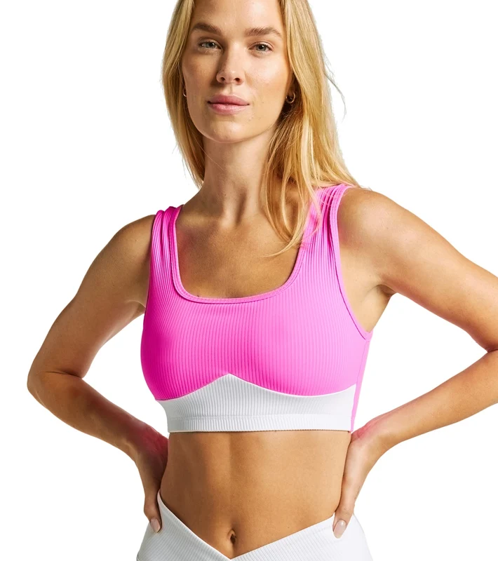Year of Ours Ribbed Gia Bra Pink/White / S