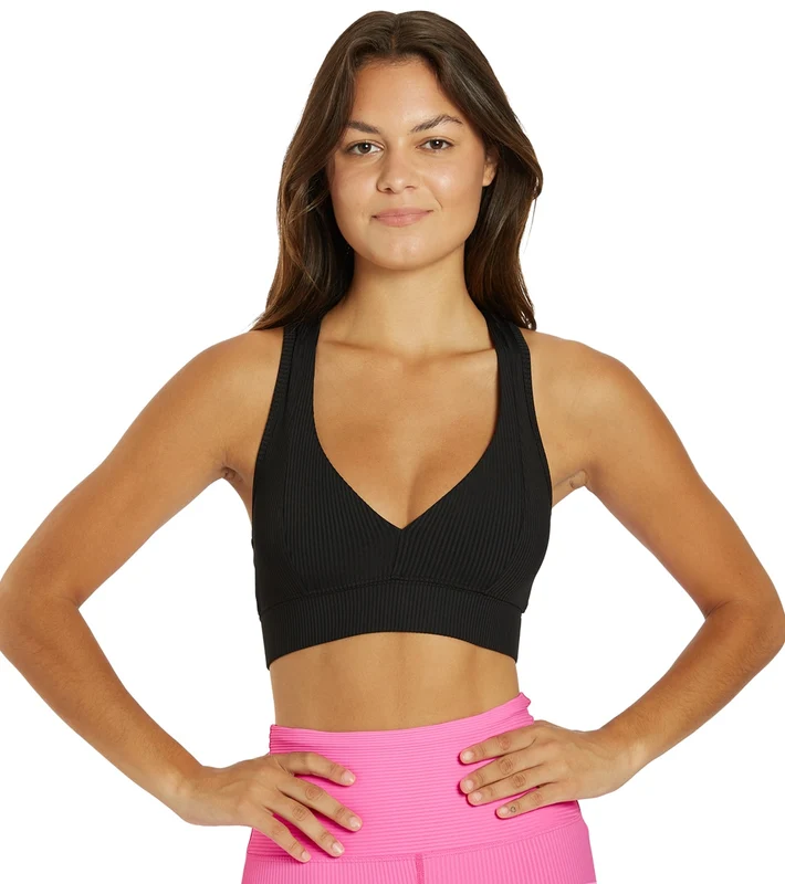 Year of Ours Tess Ribbed V Bra Black / L