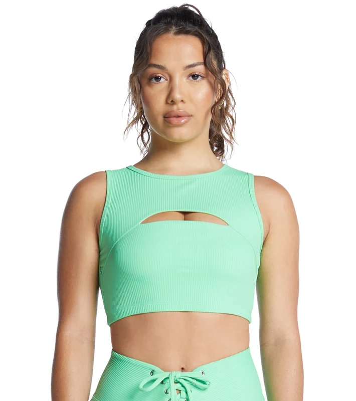 Year of Ours Ribbed Cut Out Bra Summer Green / L