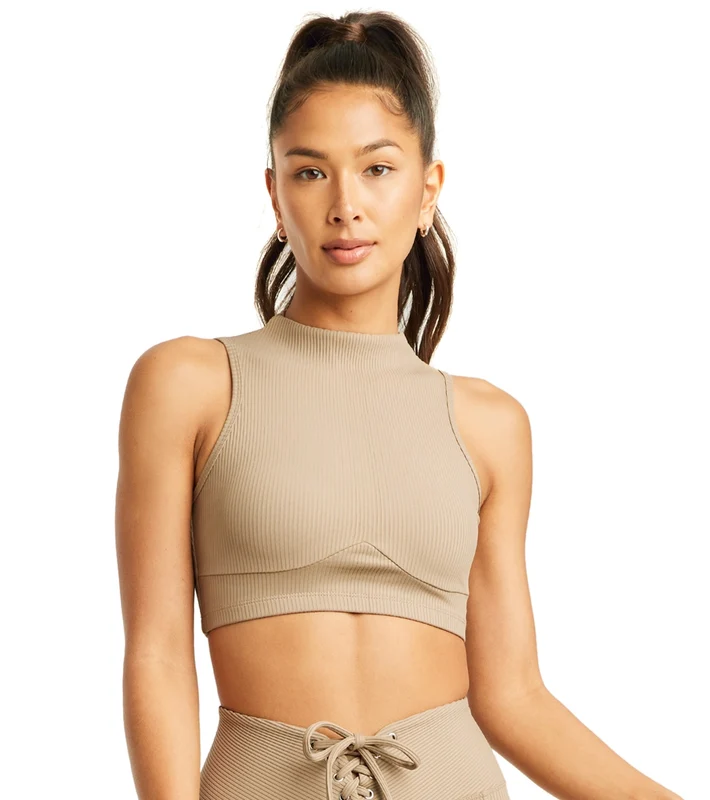 Year of Ours Ribbed Mock Neck Bra Caribou / L