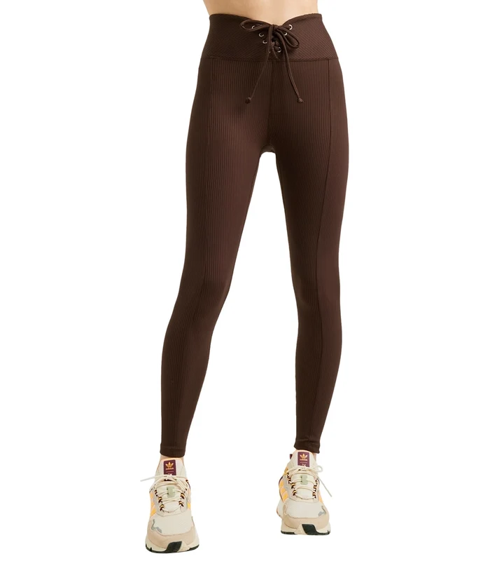 Year of Ours Ribbed Football Leggings Dark Oak / XS