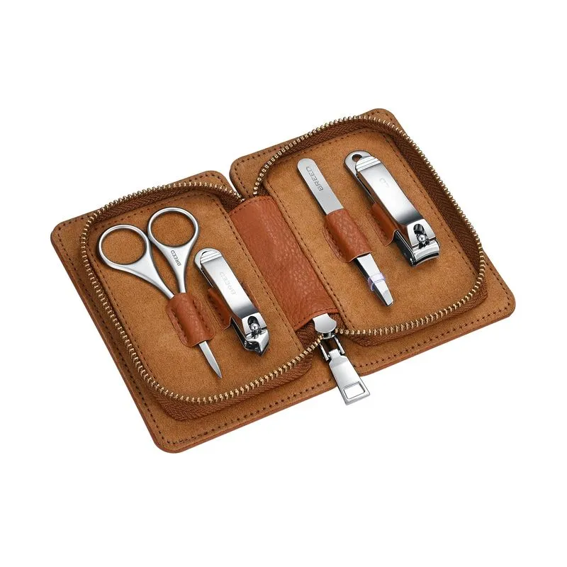 Kit De Higiene Breed Sabre De 4 Peças Em Aço Cirúrgico Com Estojo