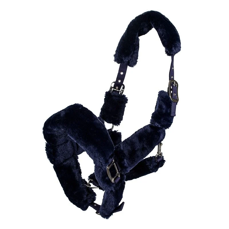 Gatsby Faux Sheepskin Breakaway Halter Navy / Cob