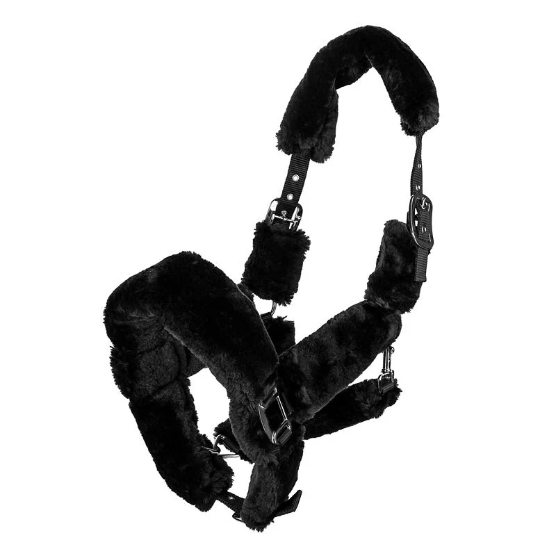 Gatsby Faux Sheepskin Breakaway Halter Black / Oversize