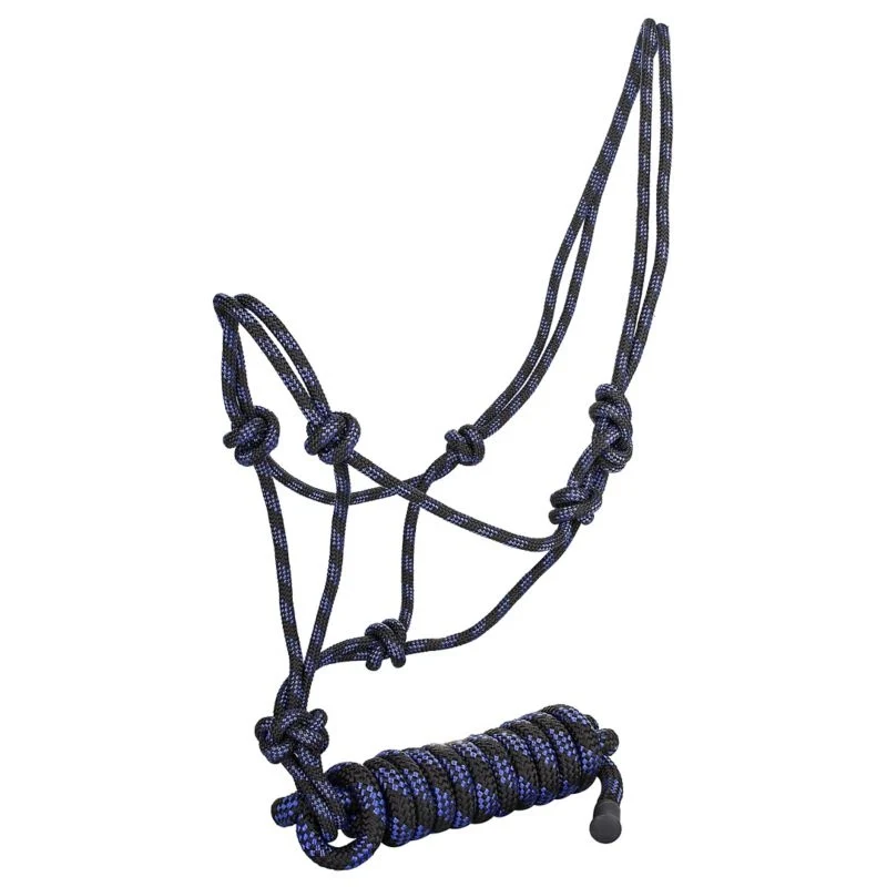 Tabelo Cowboy Rope Halter with Lead Black/Royal Blue / Horse
