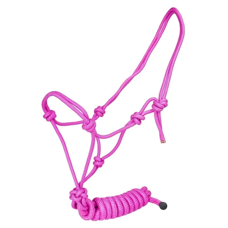 Tabelo Cowboy Rope Halter with Lead Hot Pink / Horse