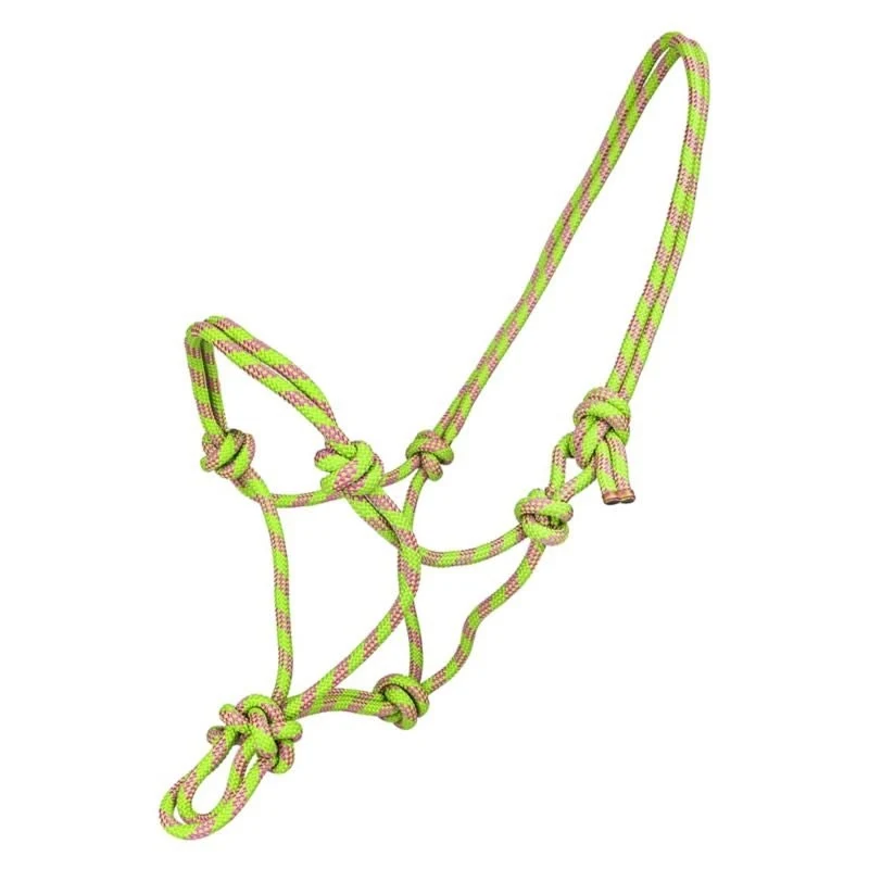 Tabelo Cowboy Rope Halter Lime/Pink / Horse