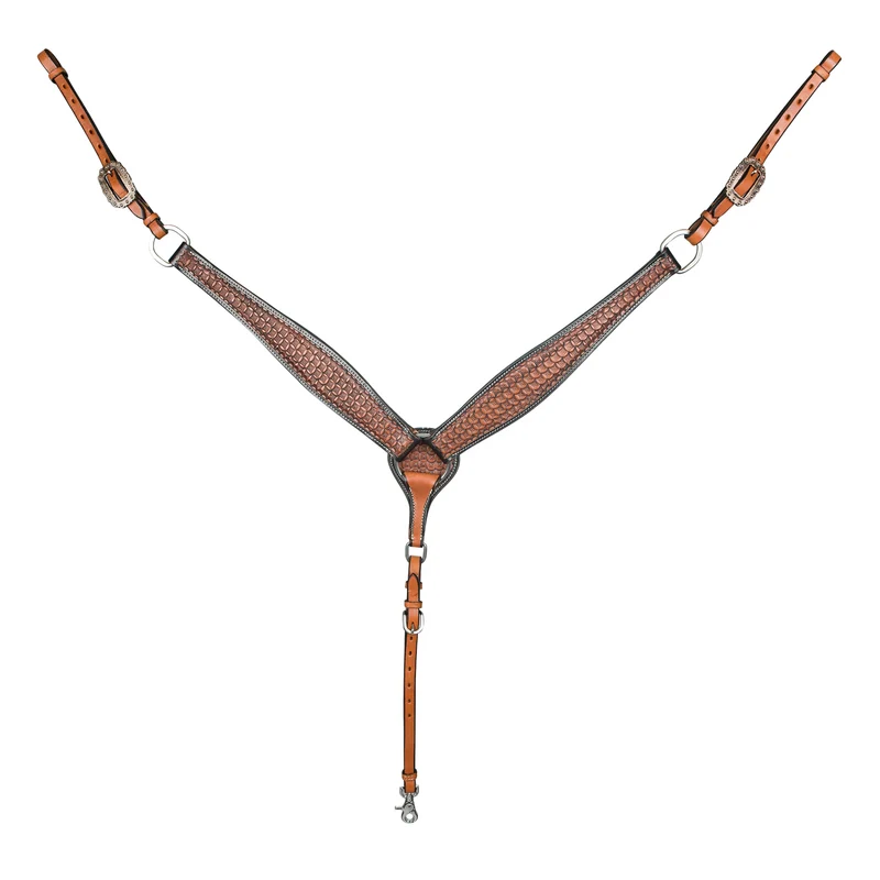 Tabelo Basket Tooled Breast Collar Chestnut / Horse
