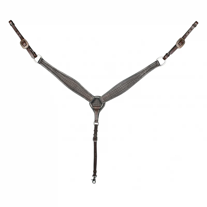 Tabelo Basket Tooled Breast Collar Brown / Horse