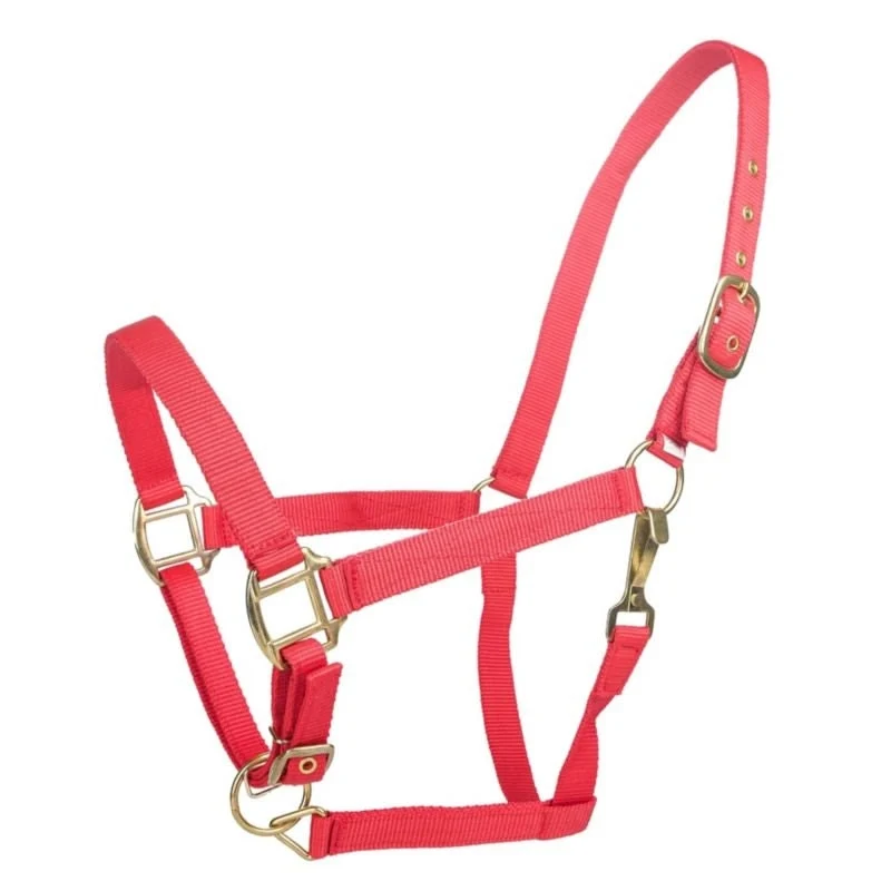 Tabelo Nylon Halter with Adj Chin Red / XL-Horse