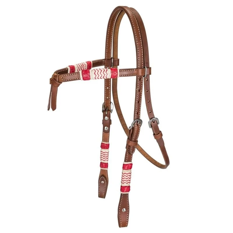 Tabelo Cross Over Headstall with Rawhide Brown Harness / Horse