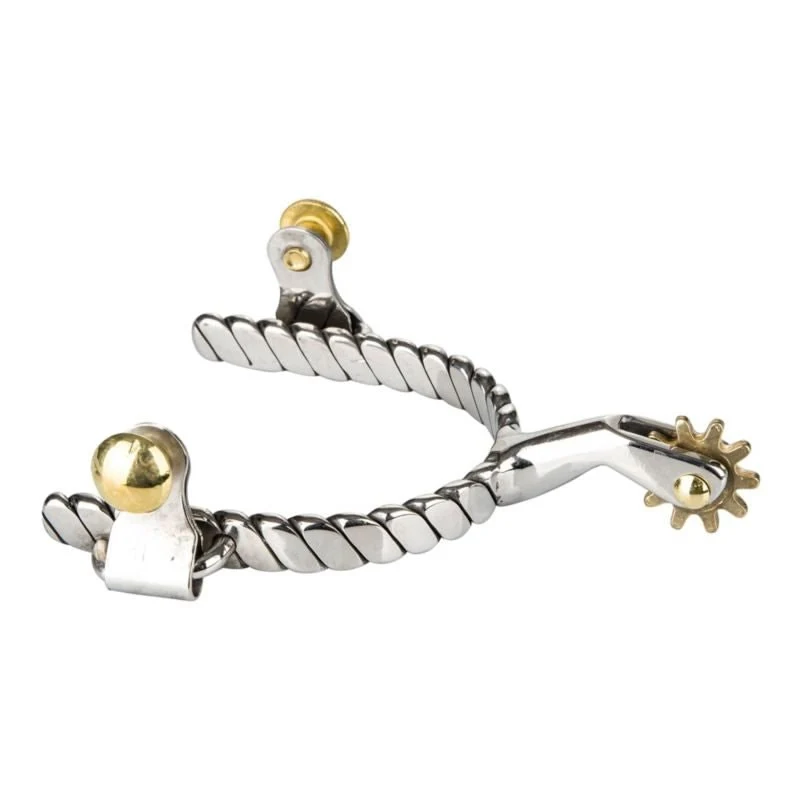 Tabelo SS Twisted Band Roping Spurs Stainless Steel / Youth