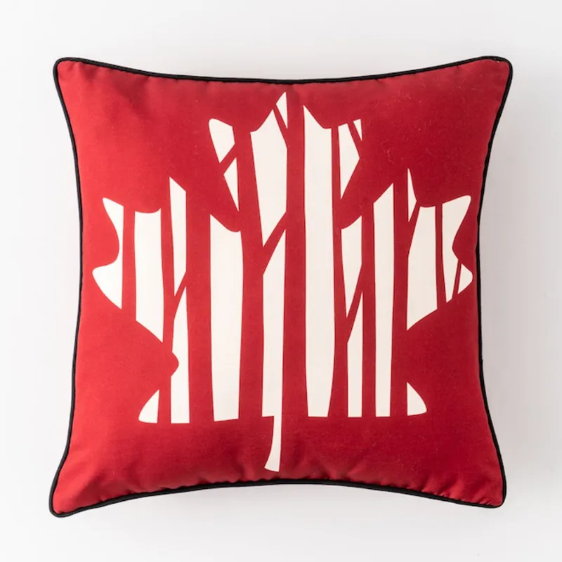 Style Selections 18in x 18-in Red and White Outdoor Cushion - Maple Leaf Print