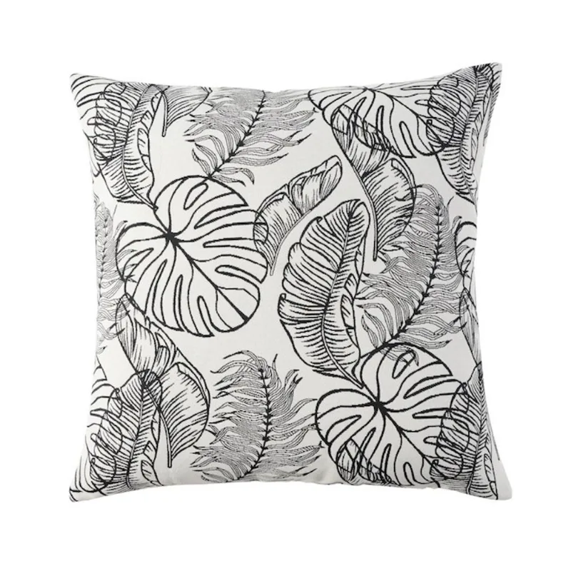 Canopii Monstera 20 x 20-in White and Black Graphic Print Acrylic Outdoor Decorative Cushion
