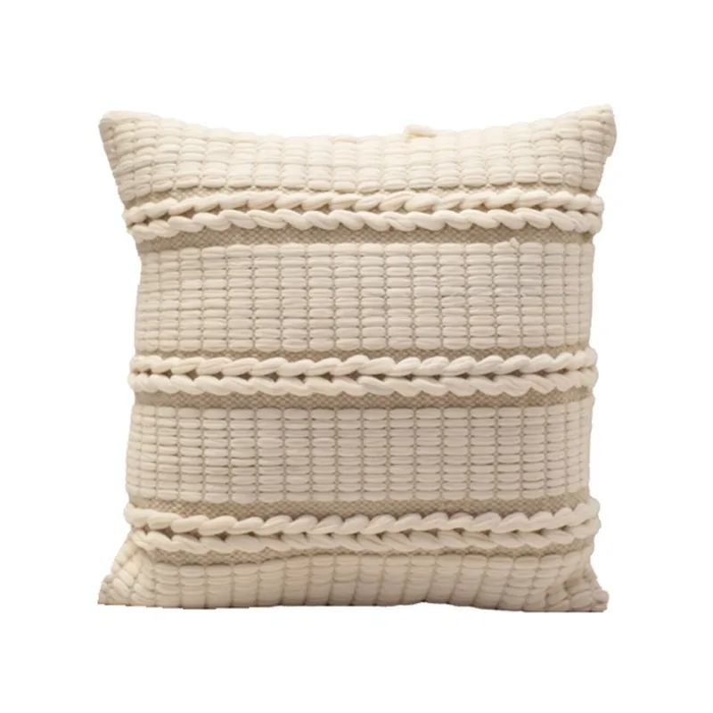 Bazik Patio 18 x 18-In Square Braided/Knitted Outdoor Decorative Pillow - Beige