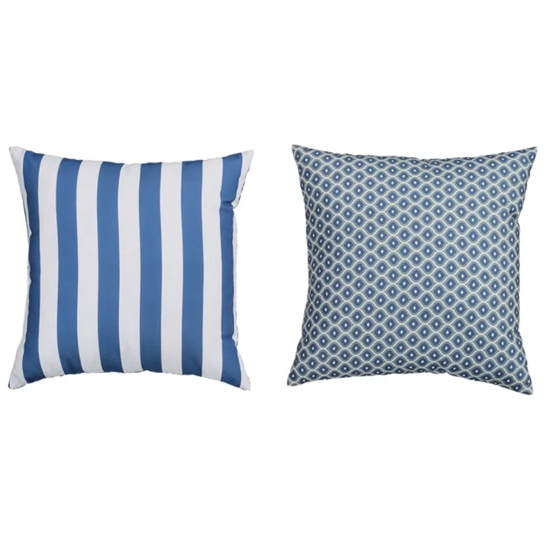 Landon & Co. 16 x 16-in Blue/Green/White Geometric Pattern Recycled Polyester Reversible Outdoor Cushion
