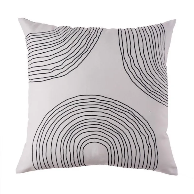 Landon & Co. 16 x 16-in Beige and Black Half-Circle Pattern Recycled Polyester Reversible Outdoor Decorative Cushion