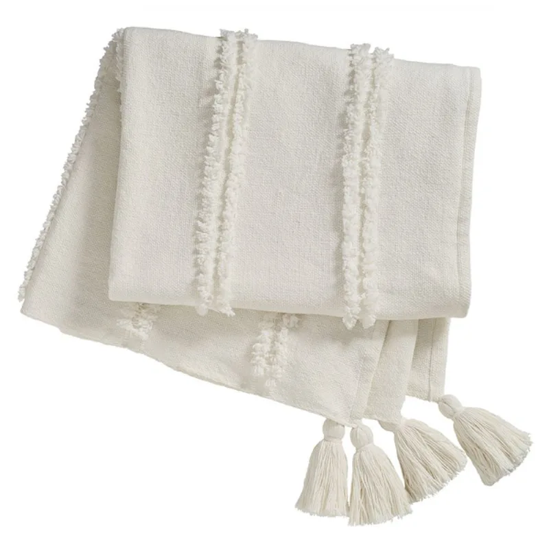 Landon & Co. 50 x 60-in Natural Tones Throw with Stripes and Fringes