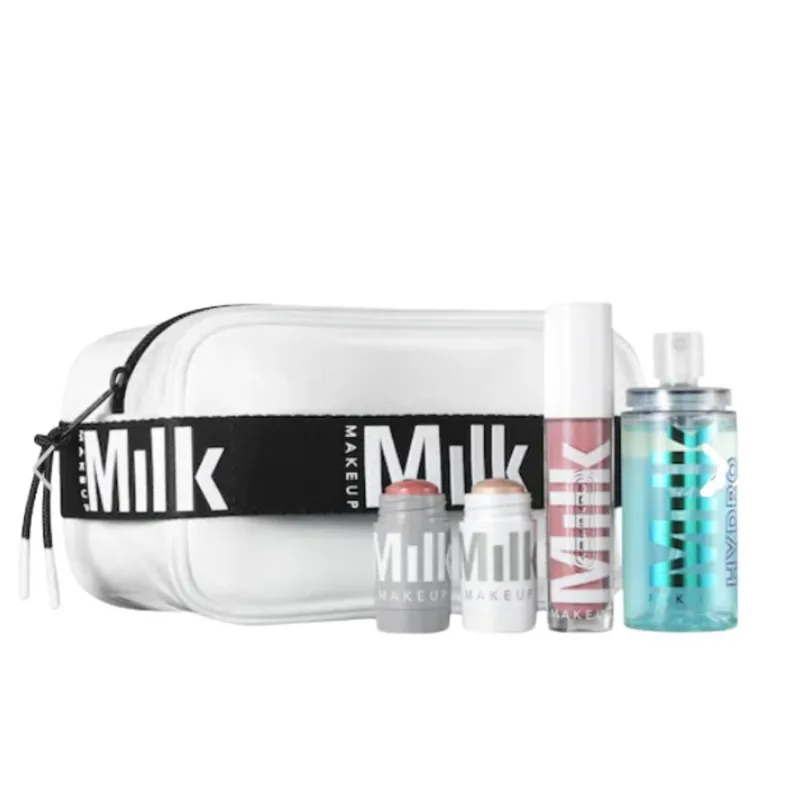 Kit Milk Makeup The Werks Rubor + Lip Oil Gloss + Iluminador + Hydro Facial Set.Milk Makeup