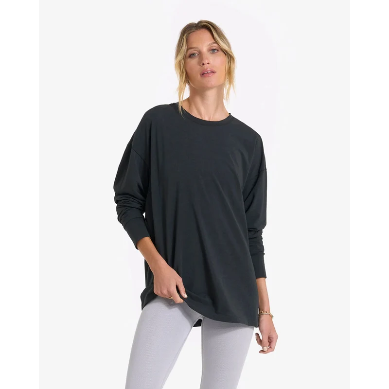 W LS Feather Tee Washed Black / S