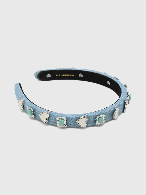 Lele Sadoughi Gigi Ruffle Heart Concho Headband O/S / LIGHT DENIM 400