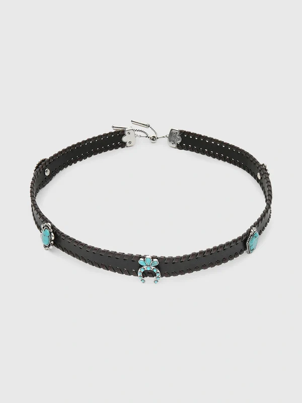Lele Sadoughi Leather Stones Stud Hat Band O/S / TURQUOISE MAHOGANY 999