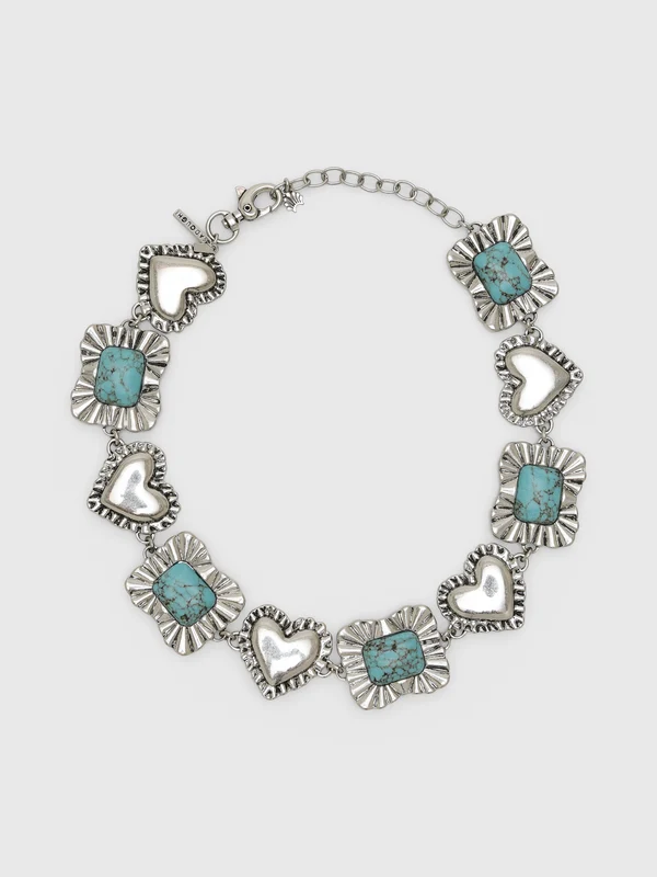 Lele Sadoughi Ruffle Heart Concho Necklace O/S / TURQUOISE 400