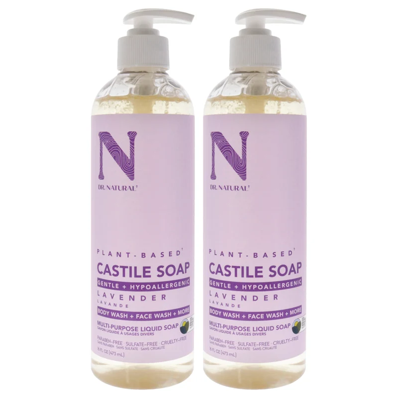 Dr. Natural Castile Liquid Soap - Lavender by Dr. Natural for Unisex - 16 oz Soap - Pack of 2 16 oz