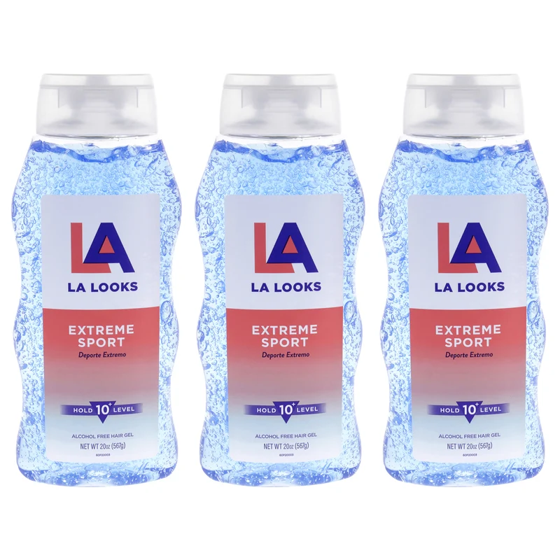 L.A. Looks Extreme Sport Hold 10 Plus Level Hair Gel by L.A. Looks for Unisex - 20 oz Gel - Pack of 3 20 oz