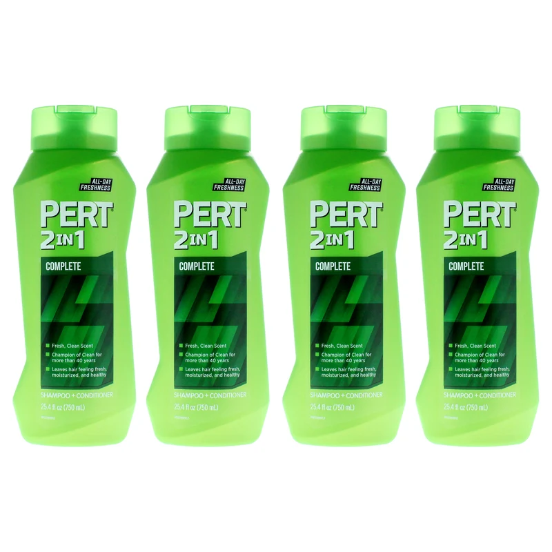 Pert 2 in 1 Complete Shampoo and Conditioner For Normal Hair by Pert for Unisex - 25.4 oz Shampoo and Conditioner - Pack of 4 25.4 oz