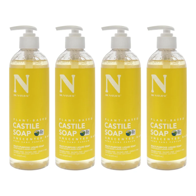 Dr. Natural Castile Liquid Soap - Unscented Baby by Dr. Natural for Unisex - 16 oz Soap - Pack of 4 16 oz