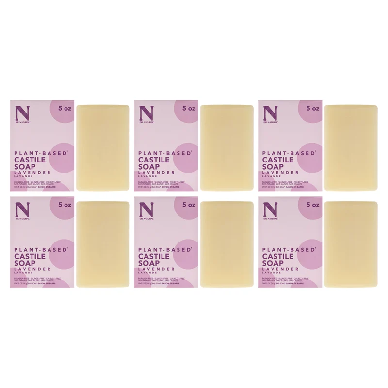 Dr. Natural Castile Bar Soap - Lavender by Dr. Natural for Unisex - 5 oz Soap - Pack of 6 5 oz